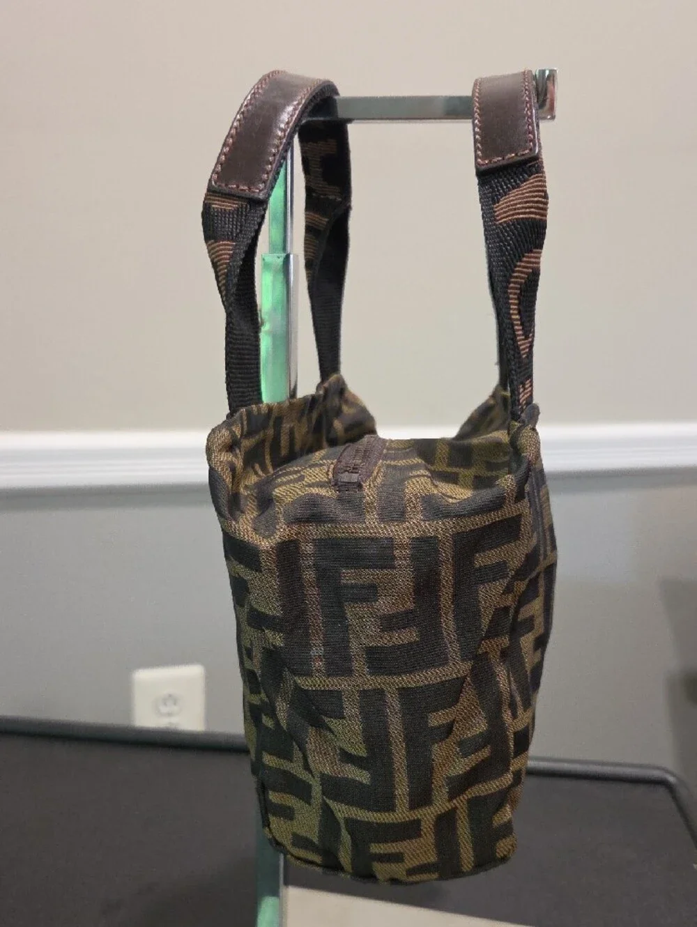 Fendi FF Jacquard Mini Tote in Brown and Black- COA